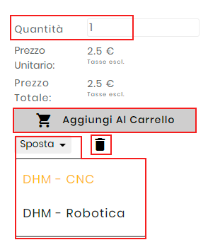 modifiche che posso apportare ai singoli prodotti all'interno della scheda Progetto